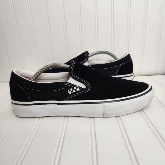 Vans Off The Wall Men Size 11 Black Slip On Classic Canvas Skateboarding Loafers - Picture 1 of 10